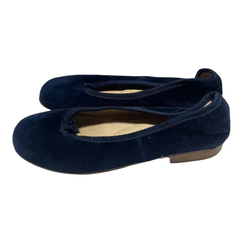 Oscar De La Renta Girls Size 32 US Size 1 Navy Blue Velvet Flats Shoes Holiday